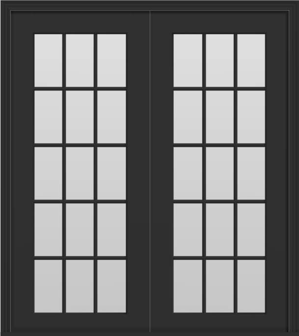 Metal French 30-Lite Double Doors (Polytex Coating, 68"W) (Black outside/white inside)