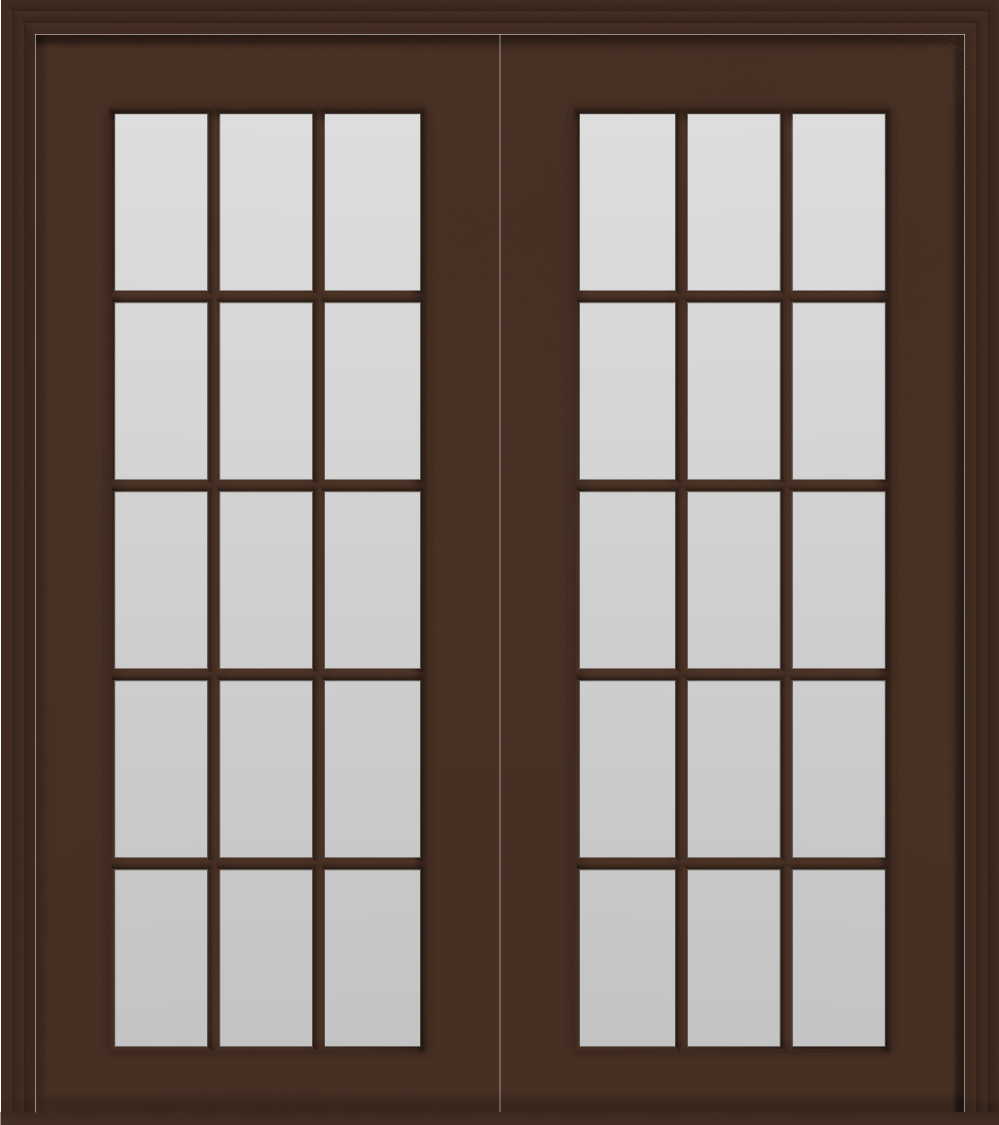 Metal French 30-Lite Double Doors (Polytex Coating, 68"W) (Brown outside/white inside)