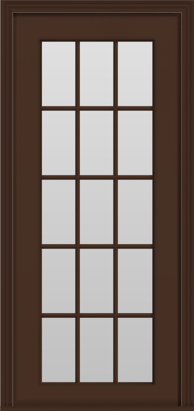 Metal French 15-Lite Single Door (Polytex Coating, 36"W) (Brown)