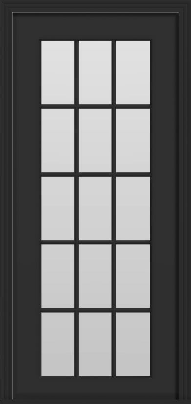 Metal French 15-Lite Single Door (Polytex Coating, 36"W) (Black outside/white inside)