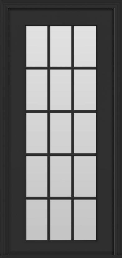 Metal French 15-Lite Single Door (Polytex Coating, 36"W) (Black outside/white inside)