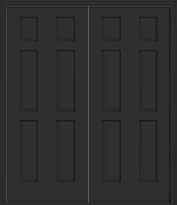 Metal Deluxe Solid  Double Doors - Polytex Coating, 68"W (Black outside/white inside)