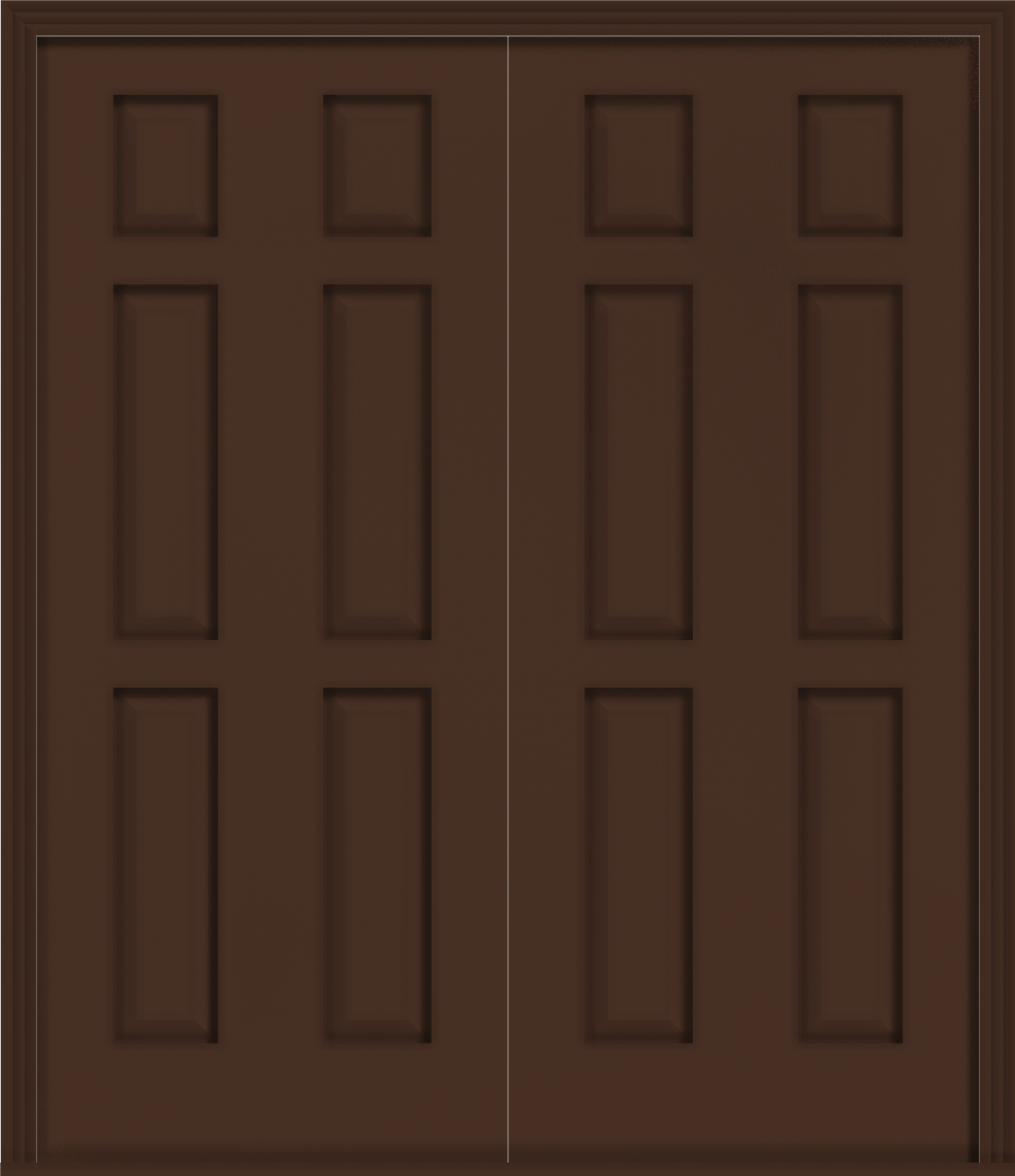 Metal Deluxe Solid  Double Doors - Polytex Coating, 68"W (Brown outside/white inside)
