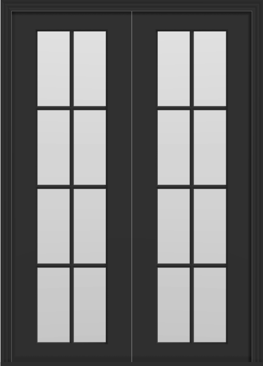 Metal French 16-Lite Double Doors (Polytex Coating, 56"W) (Black outside/white inside)