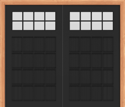Steel Carriage Insulated Garage Door with Stockton Window (Black outside/white inside)