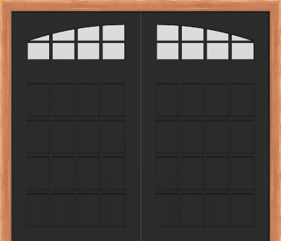 Steel Carriage Insulated Garage Door with Arched Stockton Windows (Black outside/white inside)