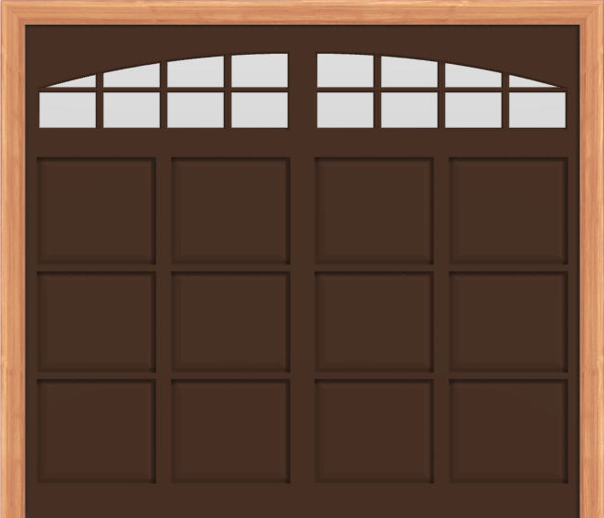 Steel Carriage Garage Door (Arched Stockton Window) - (Brown outside/white inside)