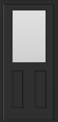 Metal Deluxe Clear lite Single Door - Polytex Coating, 36"W (Black outside/white inside)