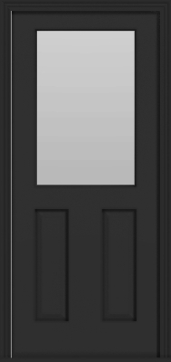 Metal Deluxe Clear lite Single Door - Polytex Coating, 36"W (Black outside/white inside) (Frosted)