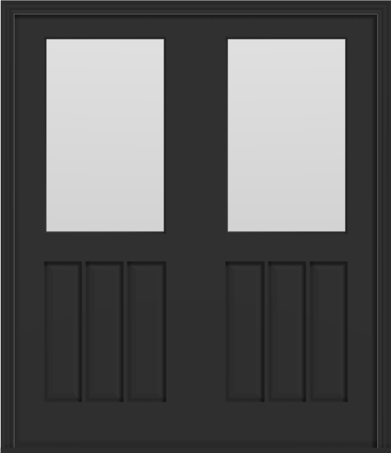Metal Deluxe Clear Lite Double Doors (Polytex Coating, 68"W) (Black outside/white inside)