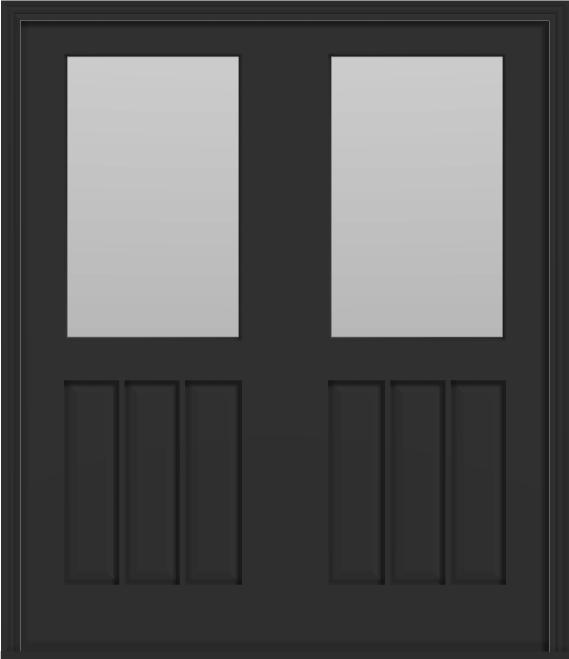 Metal Deluxe Clear Lite Double Doors (Polytex Coating, 68"W) (Black outside/white inside) (Frosted)