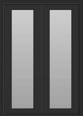 Metal French clear lite Double Doors (Polytex Coating, 56"W) (Black outside/white inside) (Frosted)