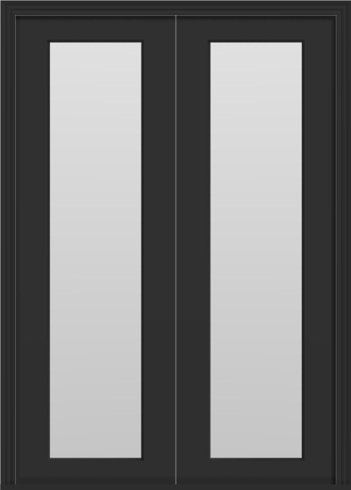 Metal French Clear Lite Double Doors (Polytex Coating, 56"W) (Black outside/white inside)