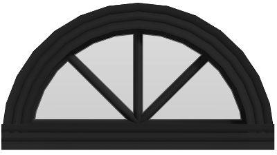 Arch AA Window (fixed) - (Black outside/white inside)