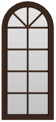 Arch+ 8-Panel Window (fixed) - (Brown outside/white inside)