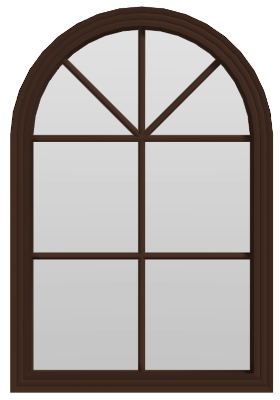 Arch+ 4-Pane Window (fixed) - (Brown outside/white inside)