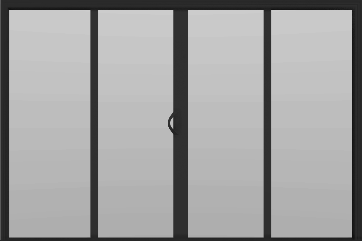 Fiberglass 4 Panel - 10' Sliding Patio Door 80" - Black