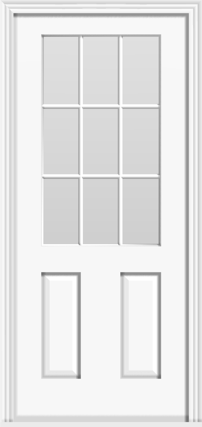 Fiberglass 9-Lite Single Door (36" x 80") - White