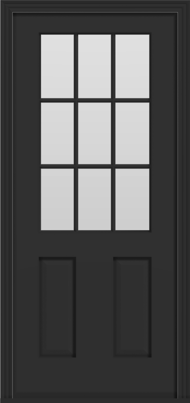 Fiberglass 9-Lite Single Door (36" x 80") - Black