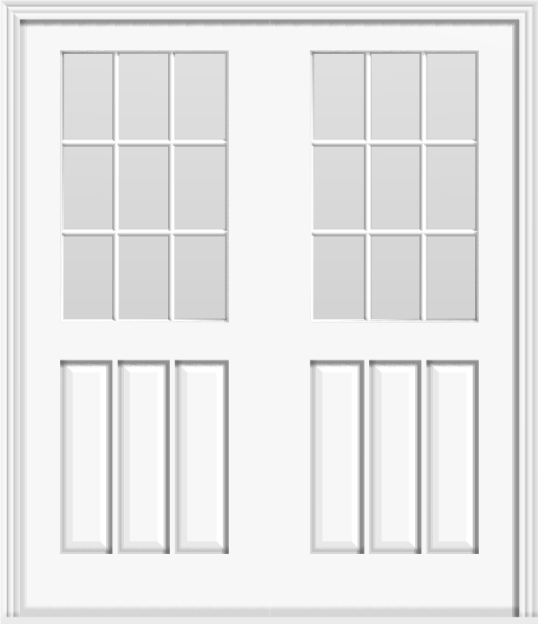 Fiberglass 18-Lite Double Doors (64" x 80") - White