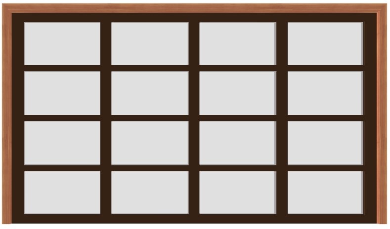 Ultra Modern Brown Aluminum Garage Door w/Frosted Glass (14’ x 8’) - (Brown outside/white inside)