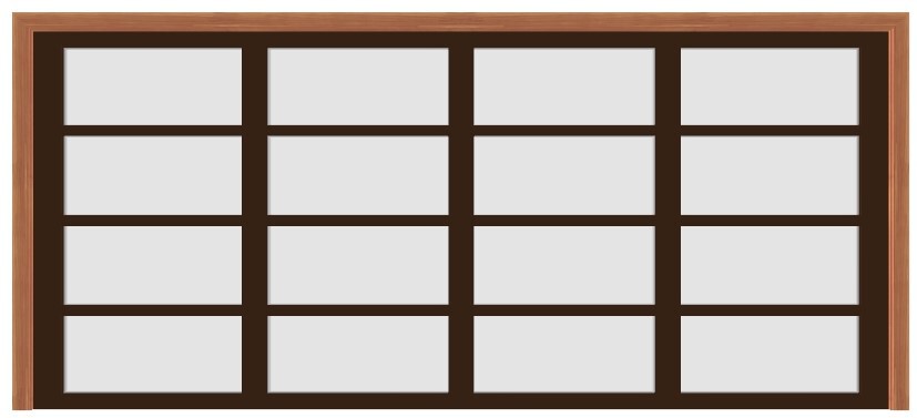 Ultra Modern Brown Aluminum Garage Door w/Frosted Glass (16’ x 7’) - (Brown outside/white inside)