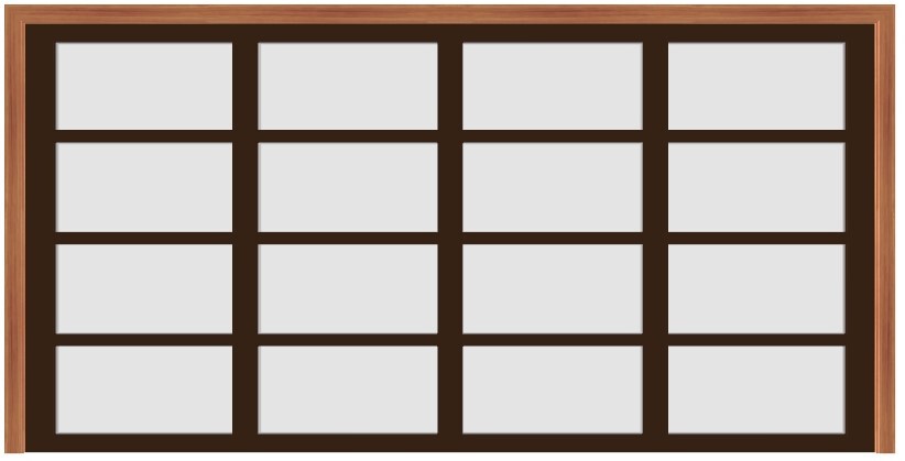 Ultra Modern Brown Aluminum Garage Door w/Frosted Glass (16’ x 8’) - (Brown outside/white inside)
