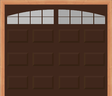 Steel Insulated Garage Door with Arched Stockton Windows (8' X 7') - (Brown outside/white inside)
