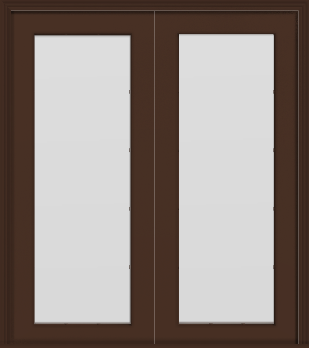 Metal French clear lite Double Doors (Polytex Coating, 68"W) (Brown outside/white inside)