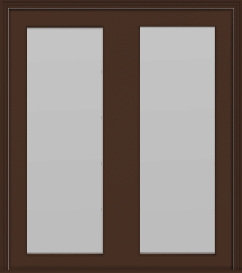 Metal French clear lite Double Doors (Polytex Coating, 68"W) (Brown outside/white inside) (Frosted)