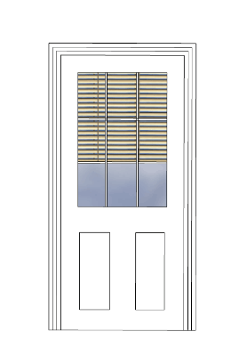 Metal Deluxe 9-Lite Single Door with Blinds (Polytex Coating, 36"W)