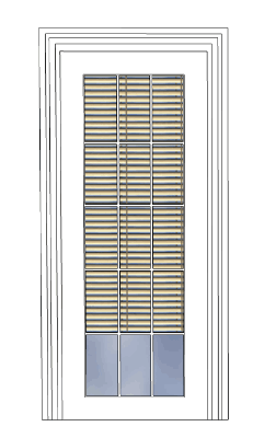 Metal French 15-Lite Single Door with Blinds (Polytex Coating, 34"W)