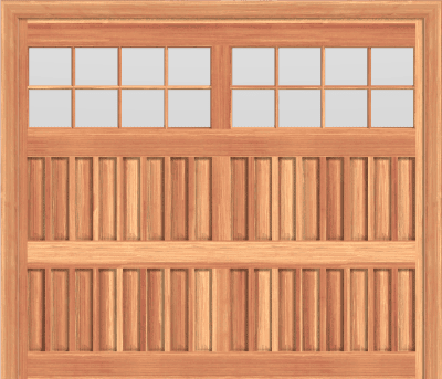 Mahagony Raised Panel Garage Door with Tongue & Groove Cedar Strips