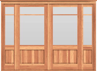 Arts & Crafts Double Doors with Sidelite Windows