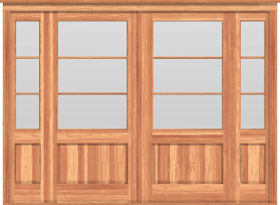 Traditional Double Doors with Sidelite Windows