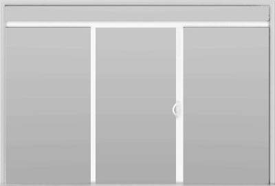3 Panel - 12' Sliding Patio Doors 80" + 12" Transom - White