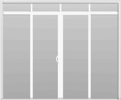 4 Panel - 9.5' Sliding Patio Doors 80" + 12" Transom - White