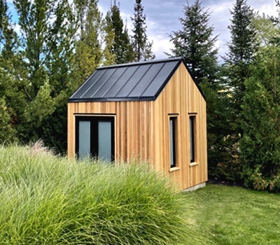 Outside View of a Backyard Man Cave - Mini Oban Design Prefab Kit
