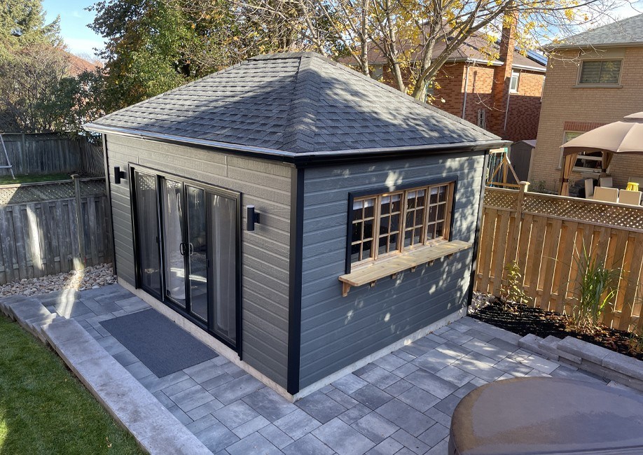 Outside View of a Backyard Man Cave - Mini Oban Design Prefab Kit