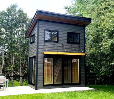 Outside View of a Backyard Man Cave - Mini Oban Design Prefab Kit
