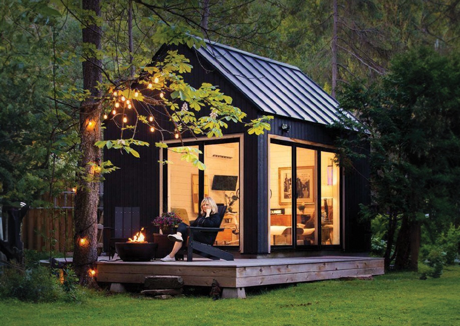 Outside View of a Backyard Man Cave - Mini Oban Design Prefab Kit