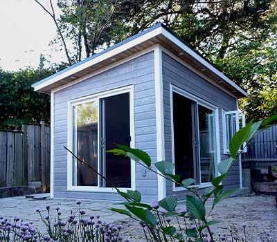Outside View of Backyard Garage - Telluride Design Prefab Kit