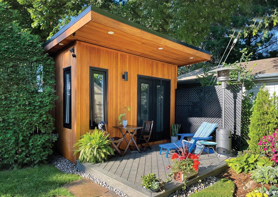 Backyard Man Cave - Outside View of a Black Siding Modern Garage With One Door - Prefab kit