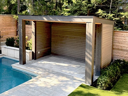 Front View of a 10' x 15' Poolside Pavilion - Eden Design 