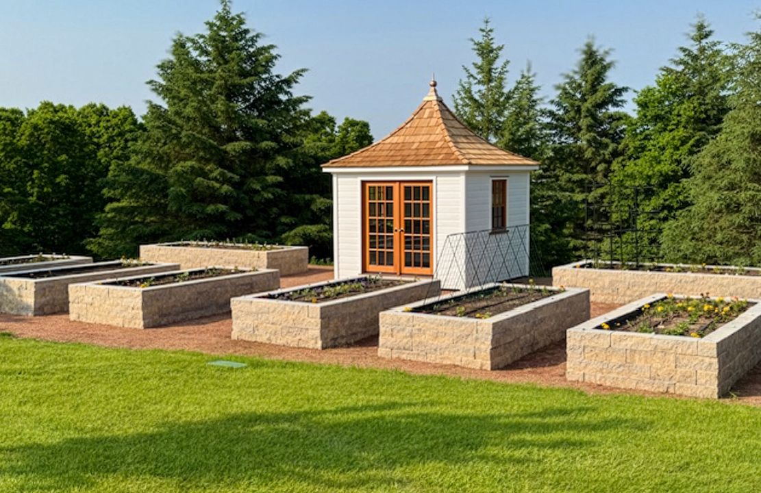 Front view of a backyard 10' x 10' Melbourne Garden Shed