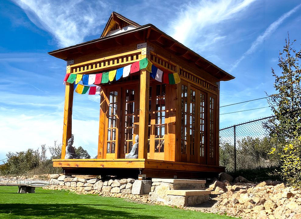 Front View of a backyard 8' x 12' Bali Tea House Gazebo