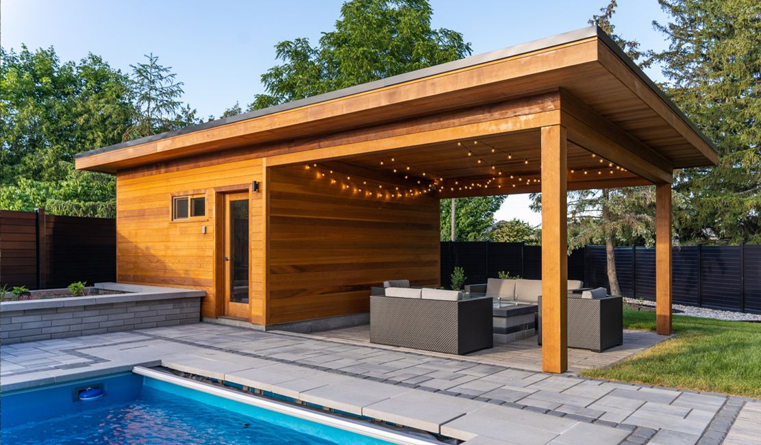 6 inch V-Joint (Horizontal) Clear T&G cedar siding material Sanara Pool Cabana Kit