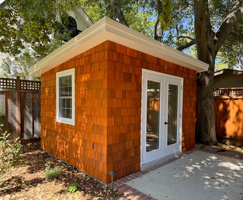 Cedar Shingle Siding Materials on a Prefab Home Studio Kit