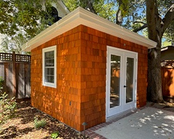Cedar Shingle Siding Materials on a Prefab Home Studio Kit