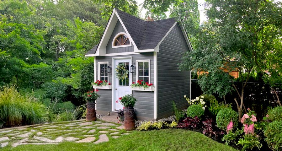 Canexel Granite Sidin Materials on a Garden Shed Prefab Kit